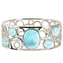 Sterling Silver Larimar Pebbles By The Sea Bangle - Hanalei Jeweler