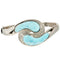 Sterling Silver Larimar Wave with CZ Bangle Bracelet - Hanalei Jeweler