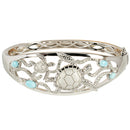 Sterling Silver Swimming Turtle with Larimar Bead Bangle - Hanalei Jeweler