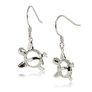 Sterling Silver Rhodium Honu Hook Earring - Hanalei Jeweler