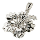 Sterling Silver Rhodium High Polish Hibiscus Pendant(M) - Hanalei Jeweler