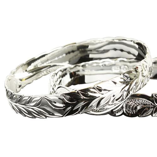 Sterling Silver Hawaiian Maile Cut Out One Tone Baby Bangle 6mm/8mm
