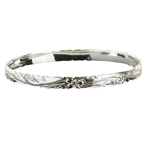 Sterling Silver Hawaiian Heirloom Scroll Cut Out Baby Bangle Classic Style