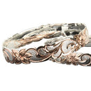 Hawaiian Sterling Silver Bangle Queen Scroll Engraving Cut Out Edge Pink Gold Two Tone