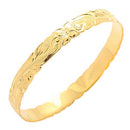 Classic Style Sterling Silver Hawaiian Bangle Heirloom Scrolling Yellow Gold Plated
