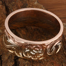 14K Tri-Color Gold Hawaiian Scrolling with Honu Ring Smooth Edge 8mm - Hanalei Jeweler