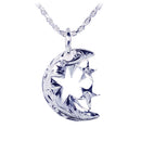 Sterling Silver Scroll Half Moon+2star Pendant - Hanalei Jeweler