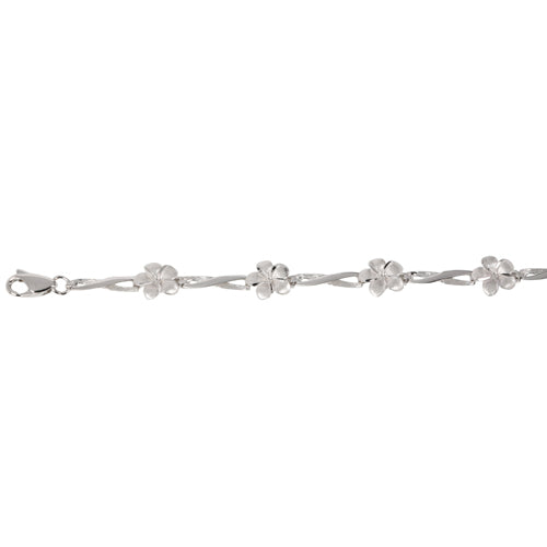 14k White Gold Plumeria Twist Bar Bracelet - Hanalei Jeweler