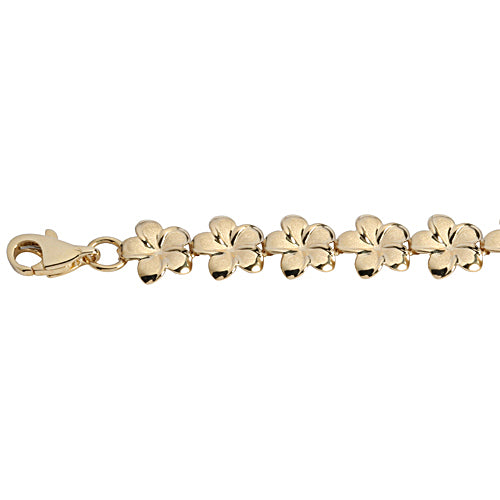14k Yellow Gold Plumeria Linked Bracelet 8mm - Hanalei Jeweler