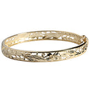 14k Yellow Gold See Through Maile Leaf Bangle 8mm - Hanalei Jeweler