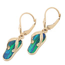 Yellow gold Opal Inlaid Slipper(Flip Flop) Lever Back Earring - Hanalei Jeweler