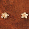 14K Pink Gold Plumeria Post Earrings Sandblast Polish Edge (XS/S/M)
