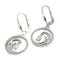 14K White Gold Wave in Circle Earring CZ inlay Lever Back