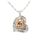 14KT White Gold/Pink Gold Two Tone Double Scroll Heart Pendant - Hanalei Jeweler