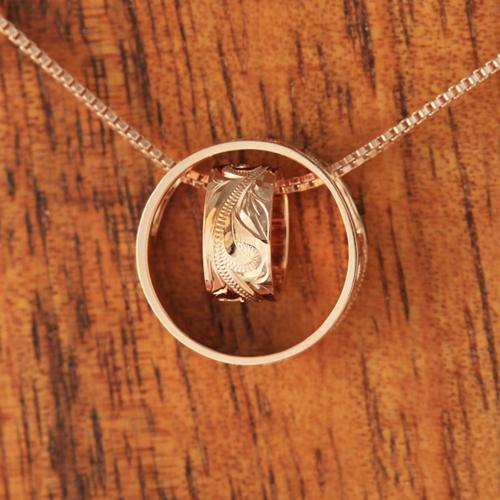 14K Pink Gold Hawaiian Scroll Double Barrel Pendant (Chain Sold Separately)