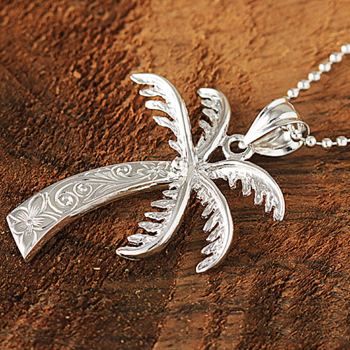 White Gold Palm Tree Pendant(M) - Hanalei Jeweler