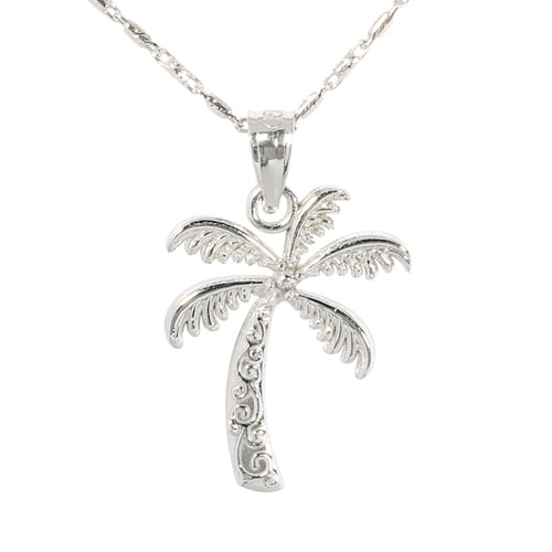 White Gold Palm Tree Pendant(S) - Hanalei Jeweler