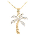 Two Tone WG/YG Palm Tree Pendant(S) - Hanalei Jeweler