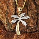 Two Tone WG/YG Palm Tree Pendant(S) - Hanalei Jeweler