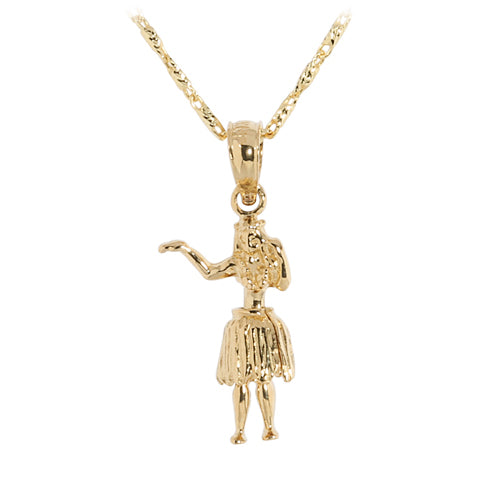 Yellow Gold Hula Girl Pendant(S, M, L) - Hanalei Jeweler