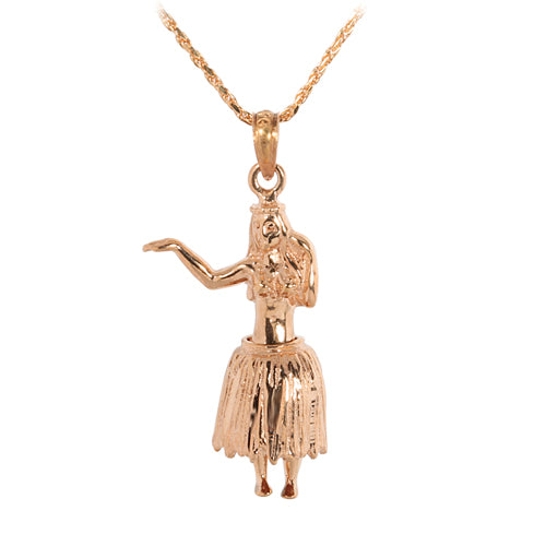 Pink Gold Hula Girl Pendant(S, M, L) - Hanalei Jeweler