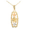 14K Tri-Color Gold Three Plumeria Vertical Pendant(L) - Hanalei Jeweler