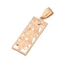 14K Pink Gold Three Plumeria Vertical Pendant - Hanalei Jeweler