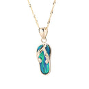 Yellow Gold Opal Inlaid Slipper(Flip Flop) Pendant(Chain Sold Separately) - Hanalei Jeweler