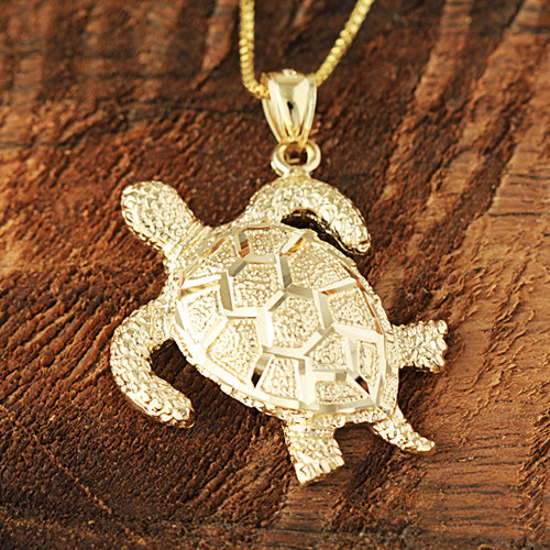 Yellow Gold Turtle Pendant(L) - Hanalei Jeweler