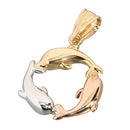 14K Gold Tri-Color Swimming Dolphin Pendant - Hanalei Jeweler