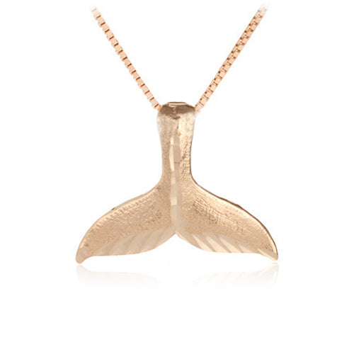 14K Pink Gold Small Whaletail Pendant Necklace - Hanalei Jeweler