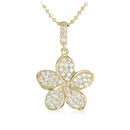 14K Yellow Gold Plumeria Pendant with Pave Clear CZ Set - Hanalei Jeweler