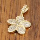 14K Yellow Gold Plumeria Pendant with Pave Clear CZ Set - Hanalei Jeweler