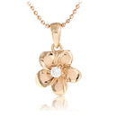 14K Pink Gold Plumeria Pendant with Clear CZ(XS, S, M, L) - Hanalei Jeweler