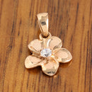 14K Pink Gold Plumeria Pendant with Clear CZ(XS, S, M, L) - Hanalei Jeweler