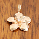 14K Pink Gold Plumeria Pendant with Clear CZ(XS, S, M, L) - Hanalei Jeweler