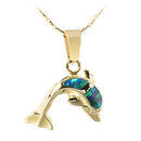 14K Yellow Gold Opal Dolphin Pendant - Hanalei Jeweler