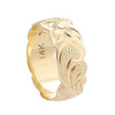 Hawaiian Jewelry 14K Yellow Gold 8mm Queen Scrolling Ring