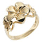 14K Yellow Gold Three Plumeria Ring Sandblast Polish Edge - Hanalei Jeweler
