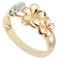 14K Gold Tri-color Triple Plumeria Ring Sandblast Polish Edge 6-8-6 - Hanalei Jeweler