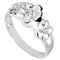 14K White Gold Triple Plumeria Ring with CZ Sandblast Polish Edge 6-8-6 - Hanalei Jeweler