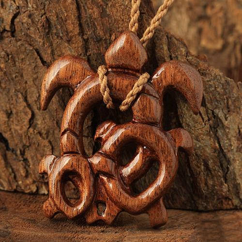Koa Wood Baby Mom Honu(Hawaiian Turtle) Necklace