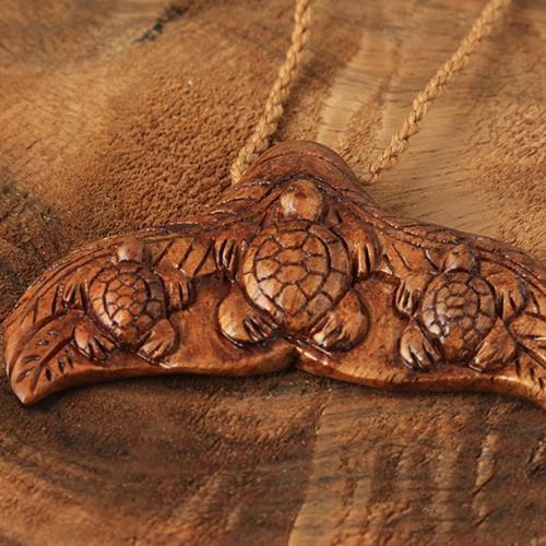 Koa Wood Whale Tail Necklace