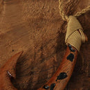 Koa Wood with Hawaii Island Map Carving Fish Hook Necklace