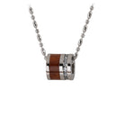 Titanium Koa Wood Cubic Zirconia Barrel Pendant 10mm - Hanalei Jeweler