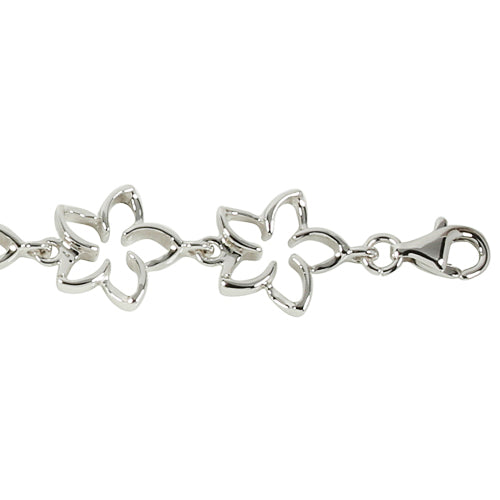 Sterling Silver 12mm Floating Plumeria Bracelet - Hanalei Jeweler