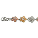 Tri-color Sterling Silver W/E Plumeria CZ Bracelet 8mm - Hanalei Jeweler