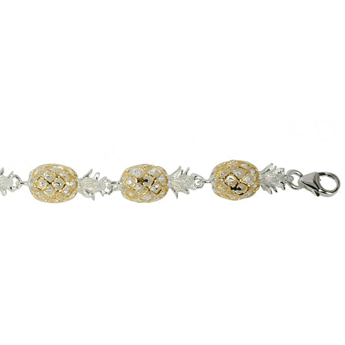 14K Yellow Gold Plated Sterling Silver Hawaiian Pineapple Bracelet - Hanalei Jeweler