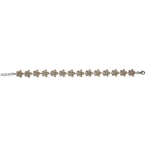 Pink Gold Plated Sterling Silver 10mm Plumeria Bracelet CZ Inlaid Two Tone - Hanalei Jeweler