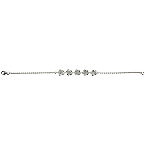 Sterling Silver Rhodium Plumeria Rope Chain Bracelet - Hanalei Jeweler